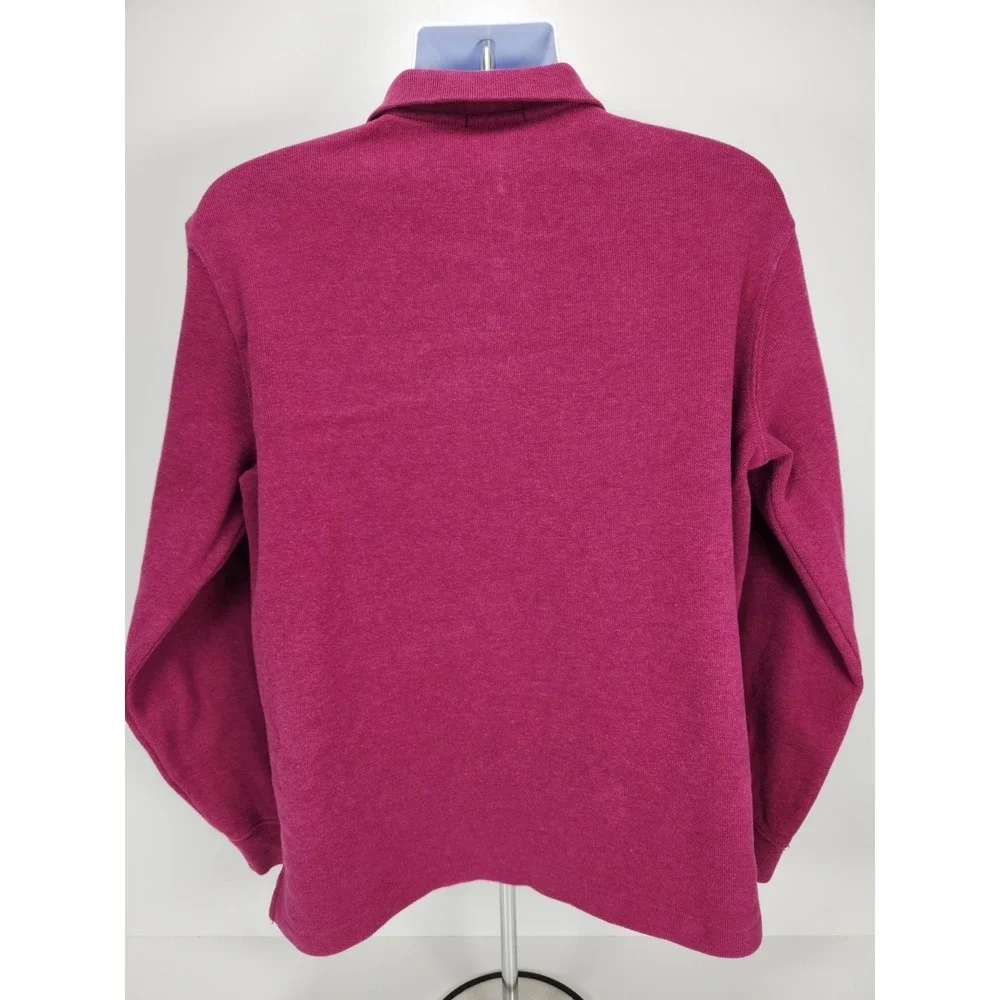 Polo Ralph‎ Lauren Sweater Mens L Magenta Quarter Zip Mock Neck Cotton Pullover